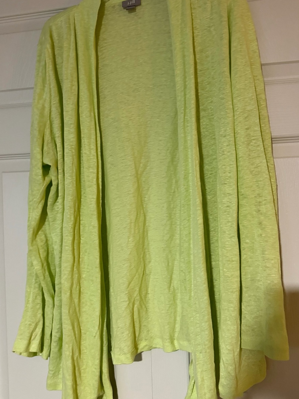 J. Jill 100% linen lime green open front cardigan sweater size large lightweight - Picture 5 of 11